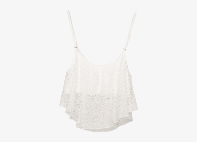 Front View Of Lace Overlay Crop Top With Lace White - White Crop Top Transparent, transparent png #3337555