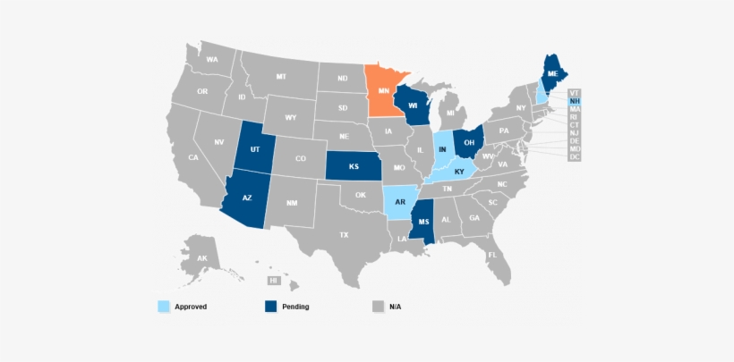 This Kaiser Family Foundation Map Shows The Approved - Medicaid Work Requirements Map Of States, transparent png #3340062