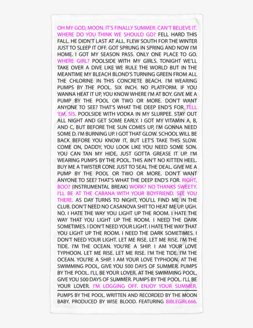 Moon Baby Lyrics Oversized Towel - Stock Quotes, transparent png #3342750