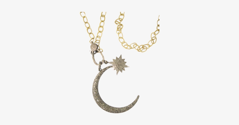 Chain Link Necklace With Diamond Celestial Pendant - Necklace, transparent png #3342756