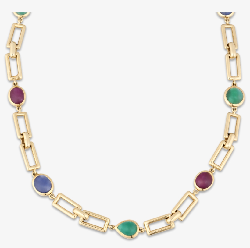 Multi-gem And Gold Link Necklace By David Webb, transparent png #3342813