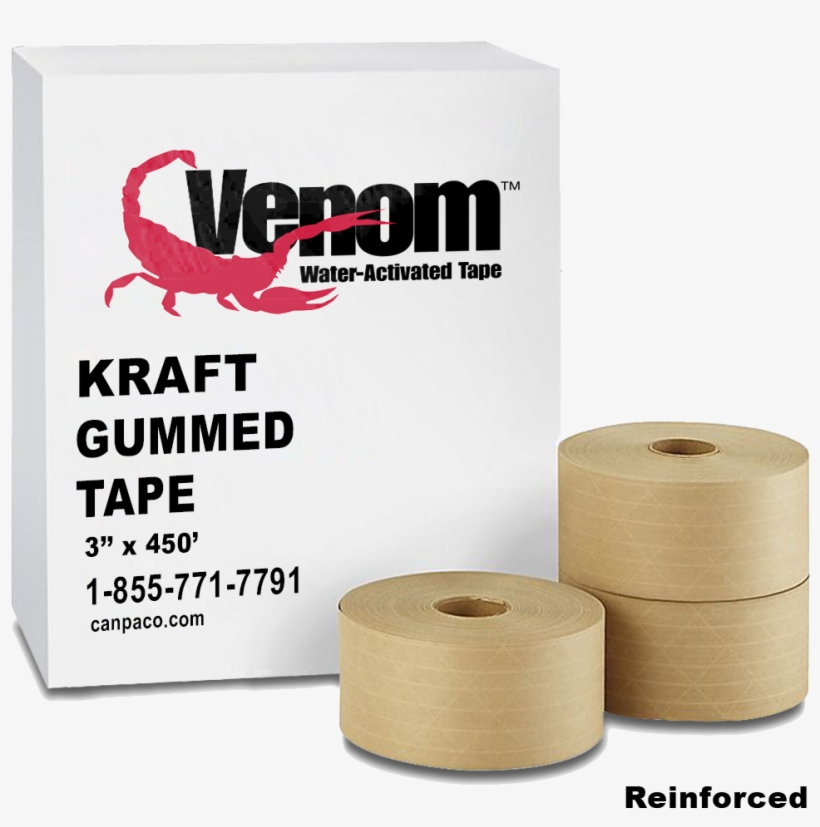 3" X 450' Venom Gummed Tape - Intertape Kraft Reinforced Paper Tape - (krpti-0300-006-500-k), transparent png #3343096