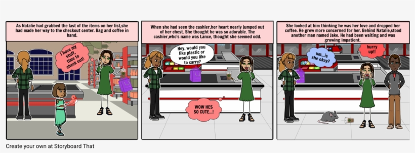 Natalie And The Cute Cashier - Cartoon, transparent png #3349522