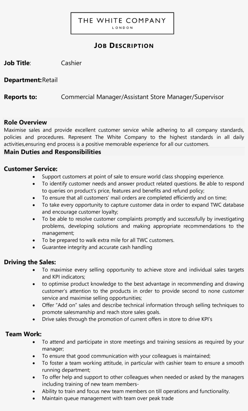 Cashier Retail Job Description Main Image - Retail, transparent png #3349646