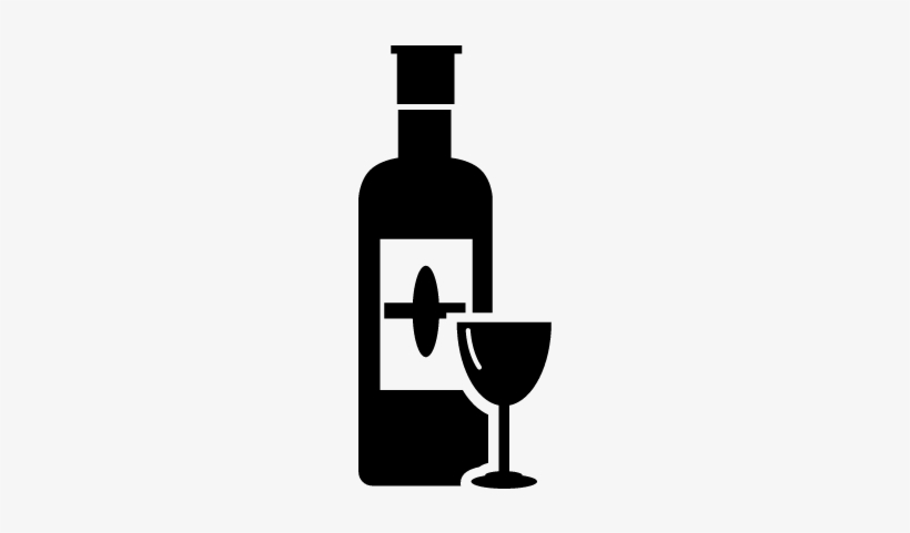 Wine Bottle With Goblet Variant Vector - Silueta Copa Y Botella, transparent png #3355958