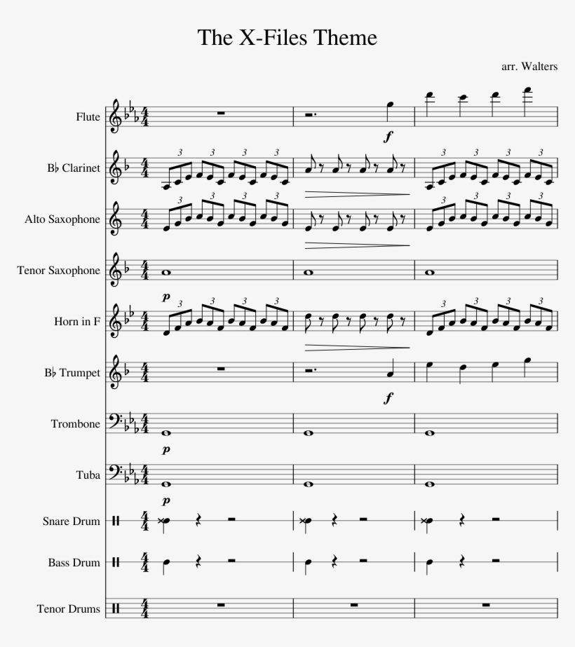 The X-files Theme Sheet Music Composed By Arr - Lion Sleeps Tonight Allto Sax, transparent png #3358490