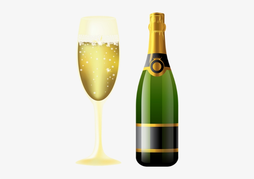 Bouteille Et Flûte De Champagne - Wine And Glass Png, transparent png #3365902