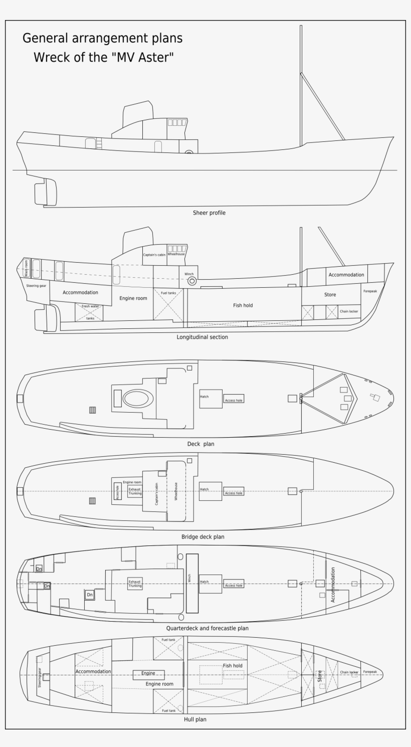 Mv Aster General Arrangement - Technical Drawing, transparent png #3366747