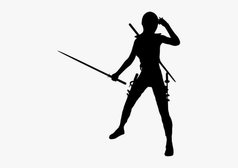 Female Warrior Public Domain Vectors - Female Ninja Silhouette, transparent png #3367795