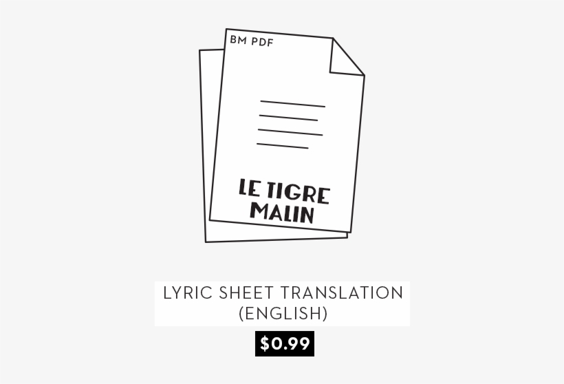 Le Tigre Malin Lyric Sheet, transparent png #3374637