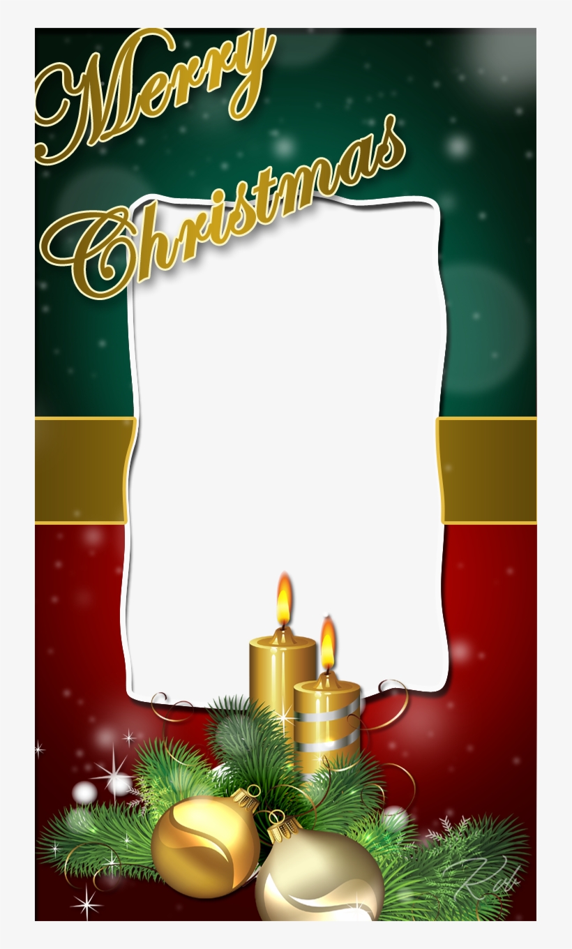 Red And Green Christmas Frame - Kerzen-mittelstück-gruß-karten Karte, transparent png #3374658