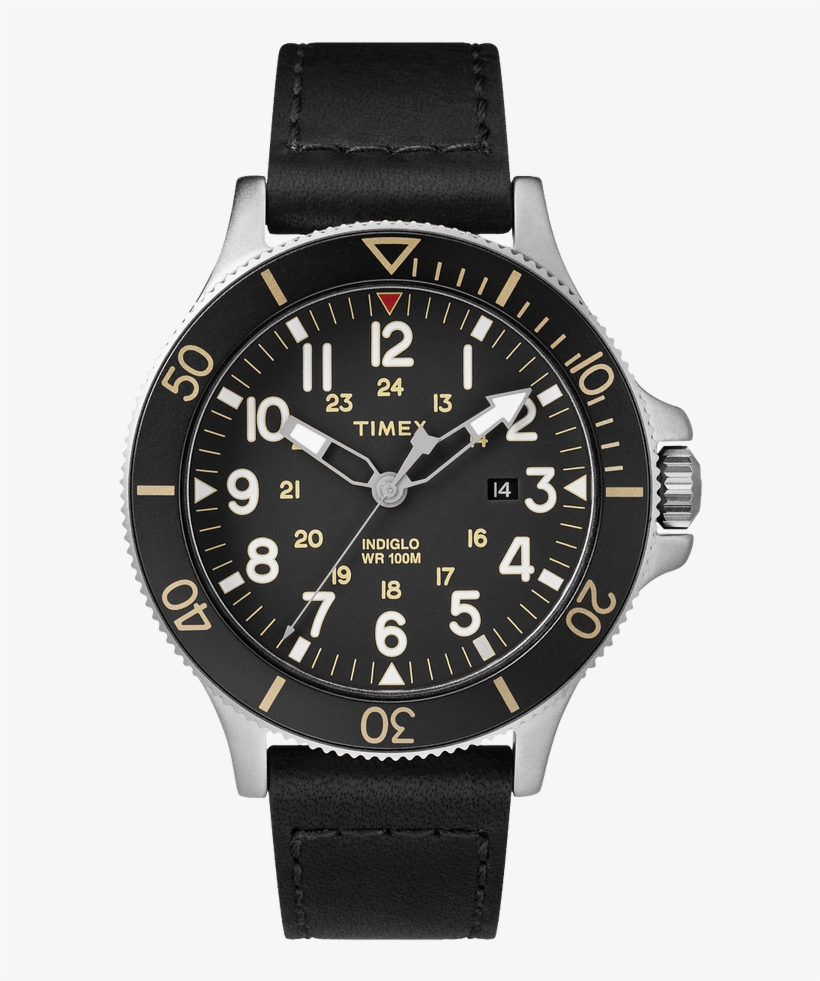 Timex Allied Coastline 43mm Leather Strap Watch - Timex Allied Coastline Black One Size, transparent png #3375015