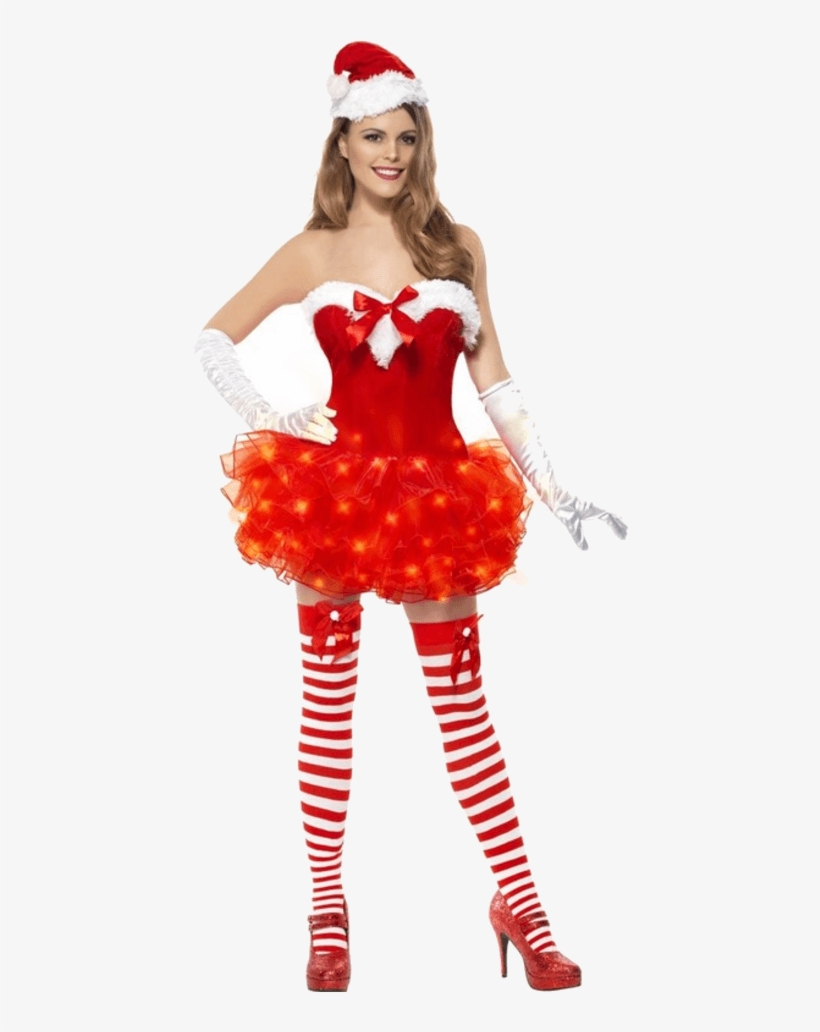 Light Up Sexy Santa Costume Ladies Womens, transparent png #3375478