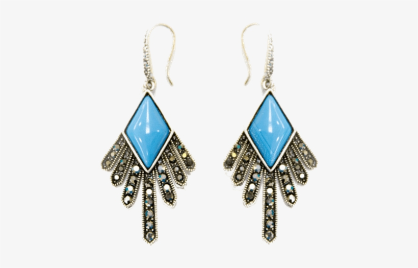 Aretes Rombo Azul Y Detalle Plateado - Aretes En Rombo Png, transparent png #3376428