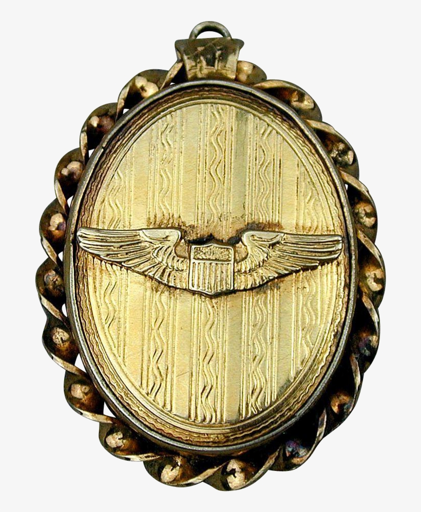 Wwii Era Gold-filled / Sterling Locket W/ Pilot Wings - Crest, transparent png #3377483