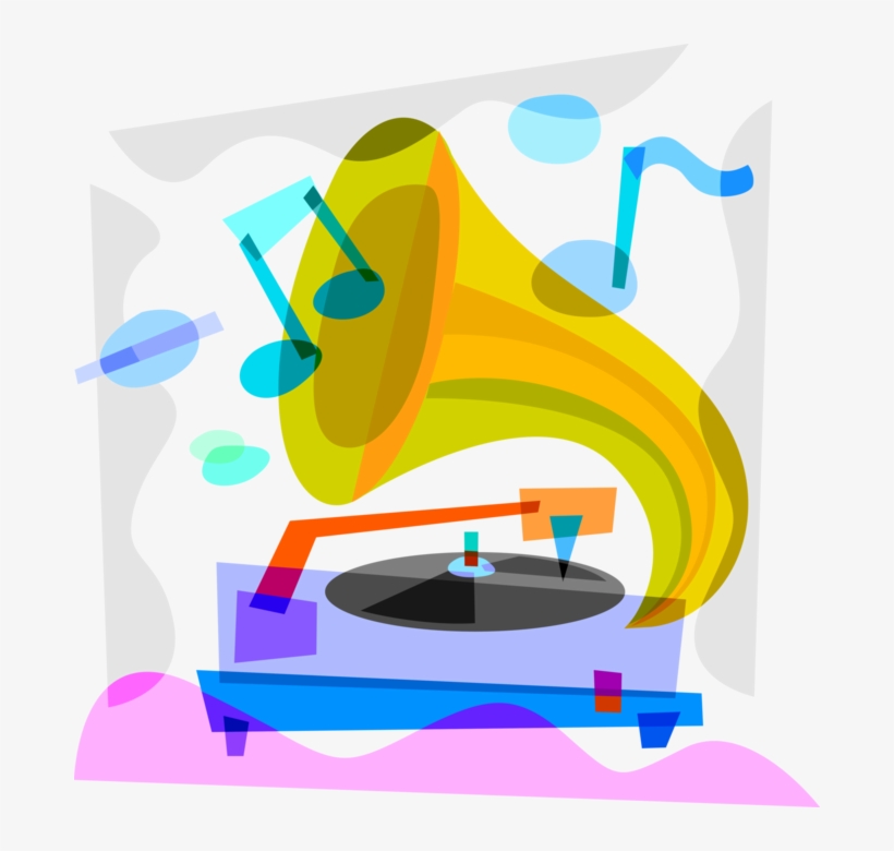 Vector Illustration Of Gramophone Phonograph Record - Phonograph Record, transparent png #3379623