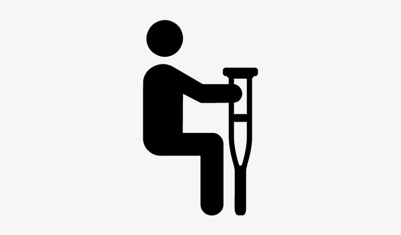 Sitting Man With Crutches Vector - Piktogramm Krücke, transparent png #3381823