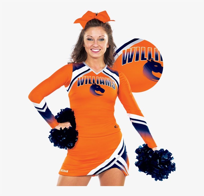Cheerleader Uniform Ultrafuse Sublimation Layout Uniform - Orange Cheer Uniforms, transparent png #3383737