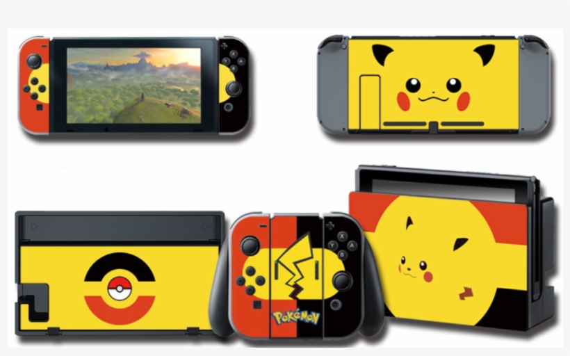 Pokémon Pokemon Pikachu Protective Skins Stickers Cover - Nintendo Switch Console With Gray Joy-con, transparent png #3386728