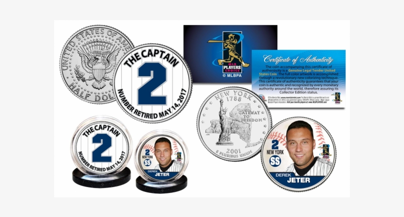 Derek Jeter The Yankees Captain - Derek Jeter Colorized New York Quarter & Kennedy, transparent png #3387695