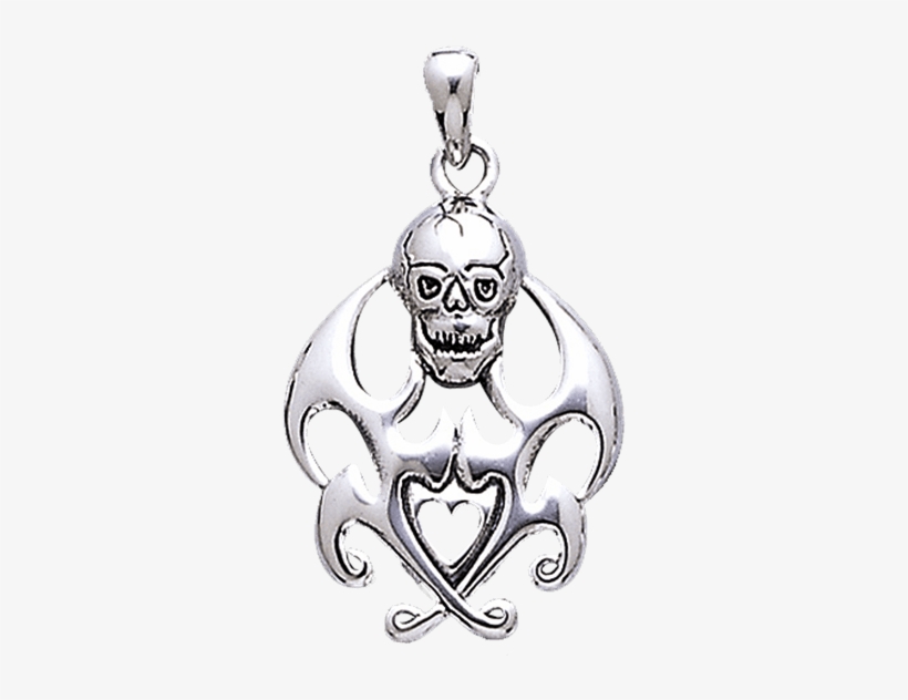Flaming Skull Heart Pendant - Earring, transparent png #3387742