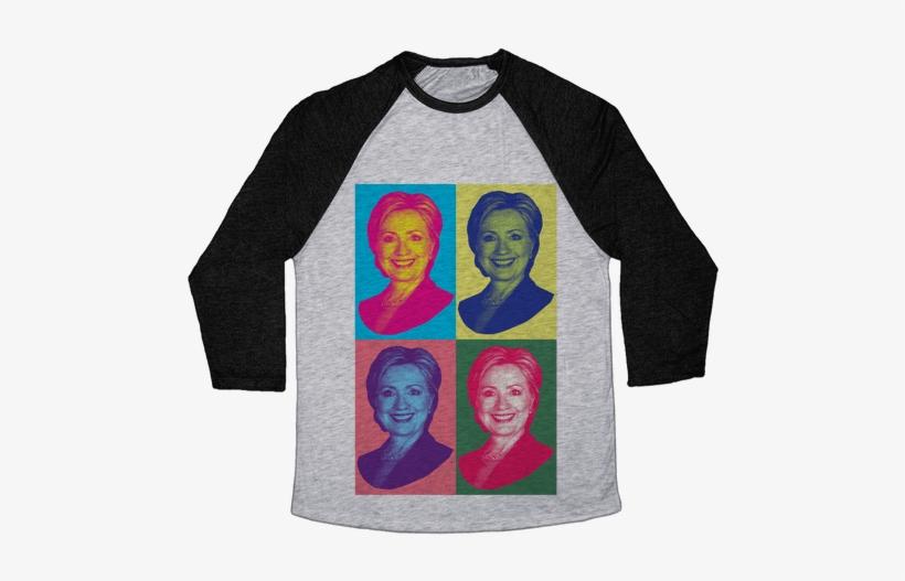 Pop Art Hillary Clinton Baseball Tee - Rasputin T Shirt, transparent png #3388212
