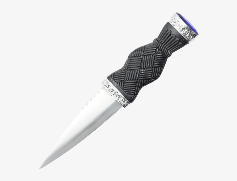 Blue Gem Cross-hatch Sgian Dubh - 7.25" Overall Dirk With Plain Handle And Blue Gem -, transparent png #3390732