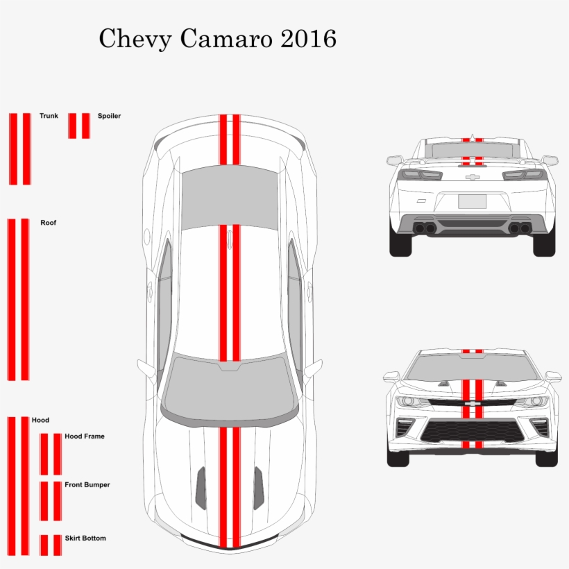 Chevy Camaro Convertible 2016 Dual 3" Vinyl Racing - 2016 Camaro Convertible Racing Stripes, transparent png #3391163