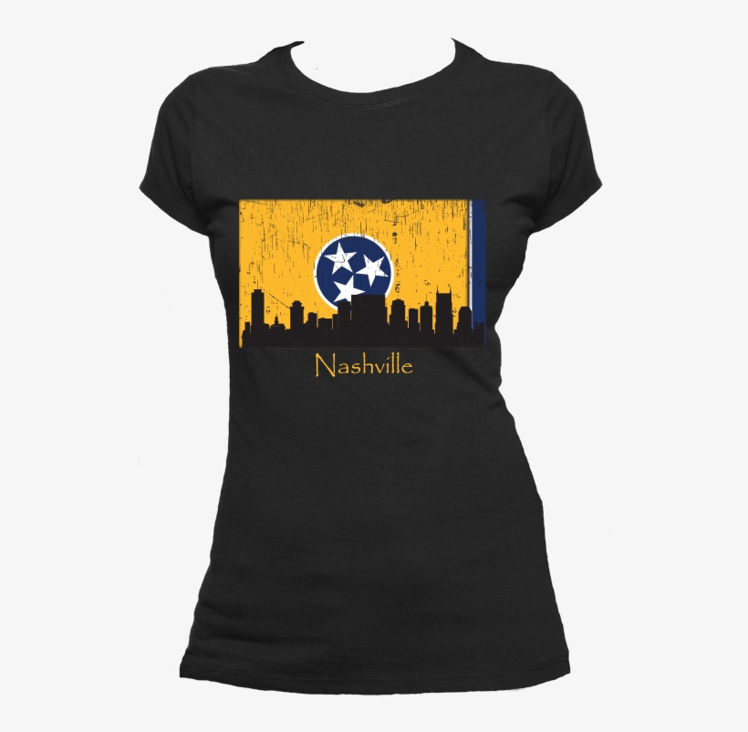 Nashville Skyline Yellow Women's Short Sleeve T-shirt - Oh Captain My Captain Shirt, transparent png #3391285