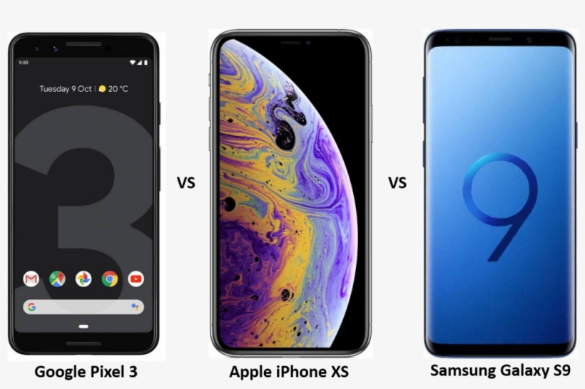 Google Pixel 3 Vs Iphone Xs Vs Samsung Galaxy S9 - Iphone Xr Vs Iphone 8 Plus, transparent png #3394467