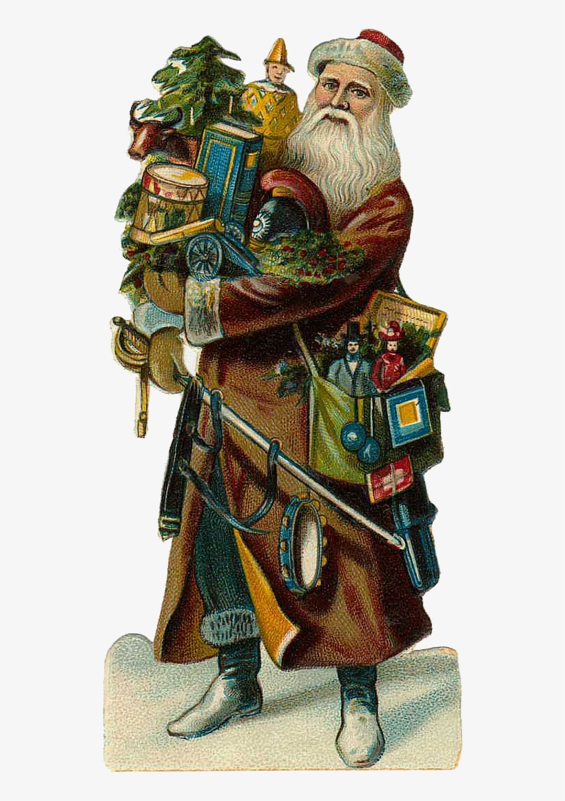 Vintage Victorian Christmas Die Cut Clip Art - Victorian Father Christmas Png, transparent png #3398717
