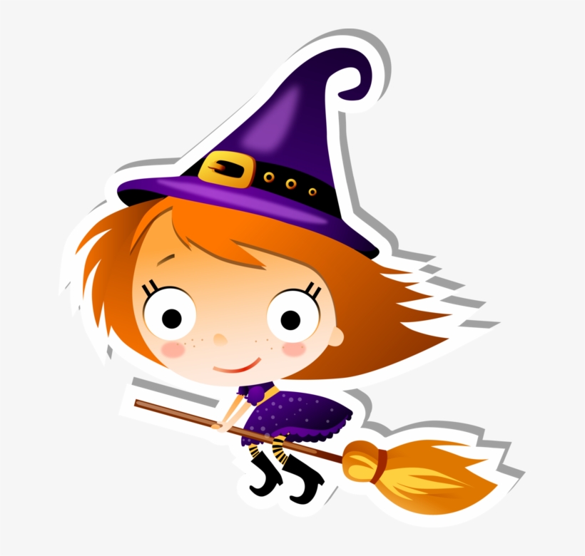 Cute Flying Witch On A Broom - Adult  Oz Long Sleeve Tee Halloween  Pirate Cartoon - Free Transparent PNG Download - PNGkey