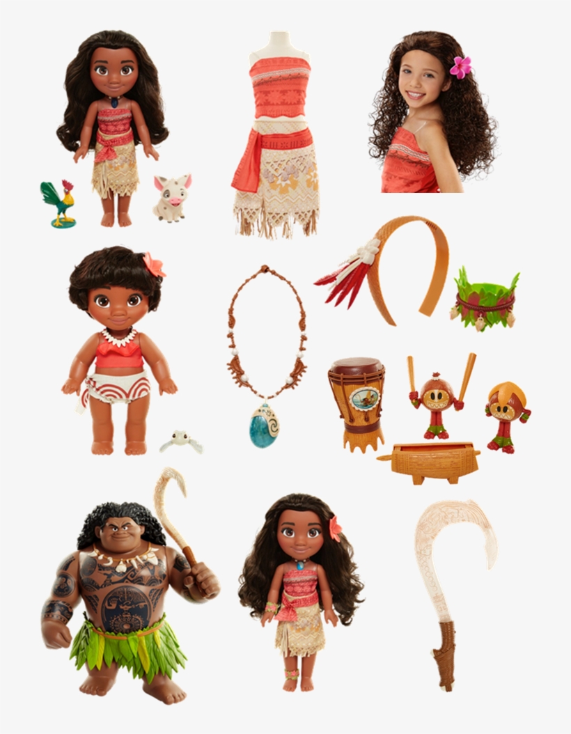 Bring Moana To Life For Your Child With - Poupée Chantante Vaiana 38 Cm + 2 Figurines, transparent png #3398973