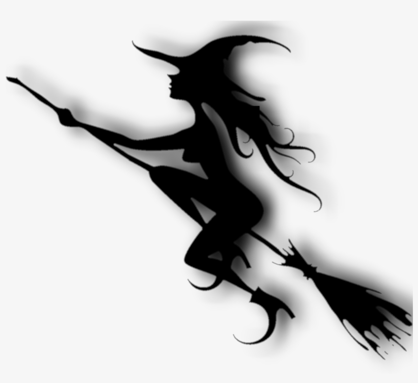 Halloween - Transparent Png Witch On A Broom Silhouette, transparent png #3399049