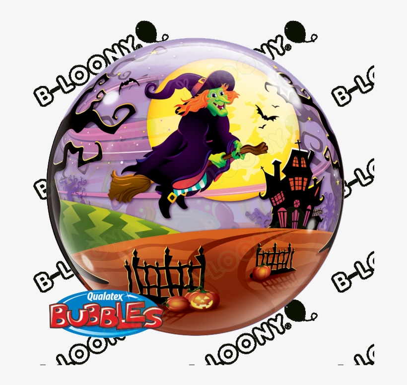 22 Single Bubble Balloon Flying Witch Spooky Brew Front - Qualatex Bubble Flying Witches Balloon, transparent png #3399270