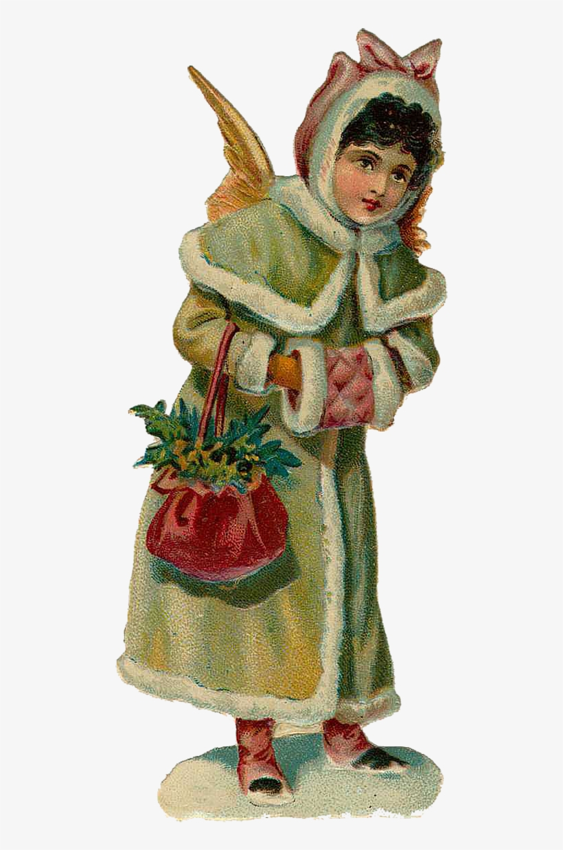 Angels Christmas Victorian Victorian Scrap Vintage - Vintage Weihnachtsengels-postkarte Postkarte, transparent png #3399462