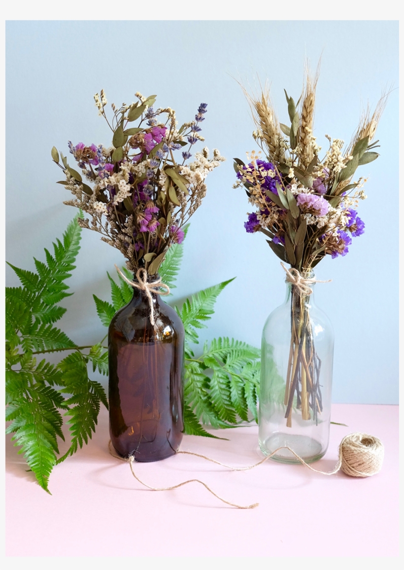 Dried Bouquet In Vintage Bottle - Flower Bouquet, transparent png #3399573
