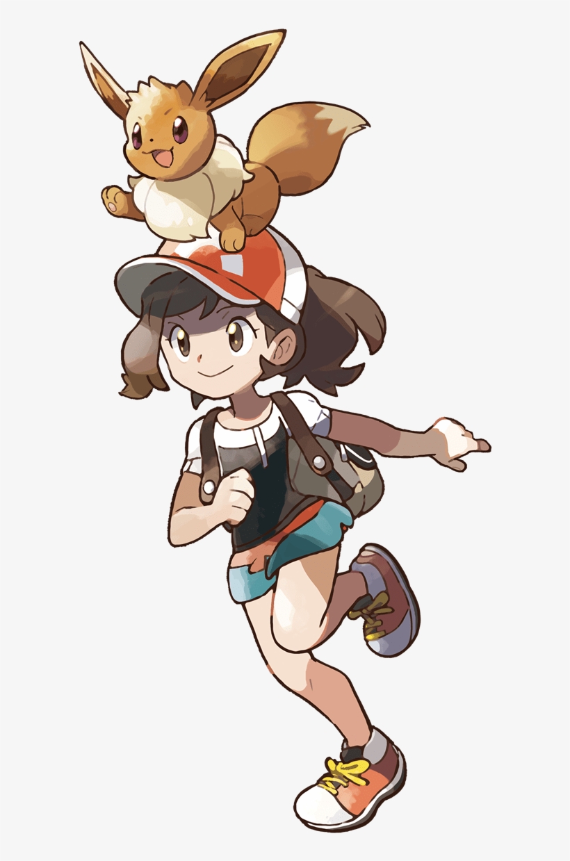 Official Artwork Of The Protagonists Of Pokemon Let's - Pokemon Let's Go Eevee, transparent png #341961