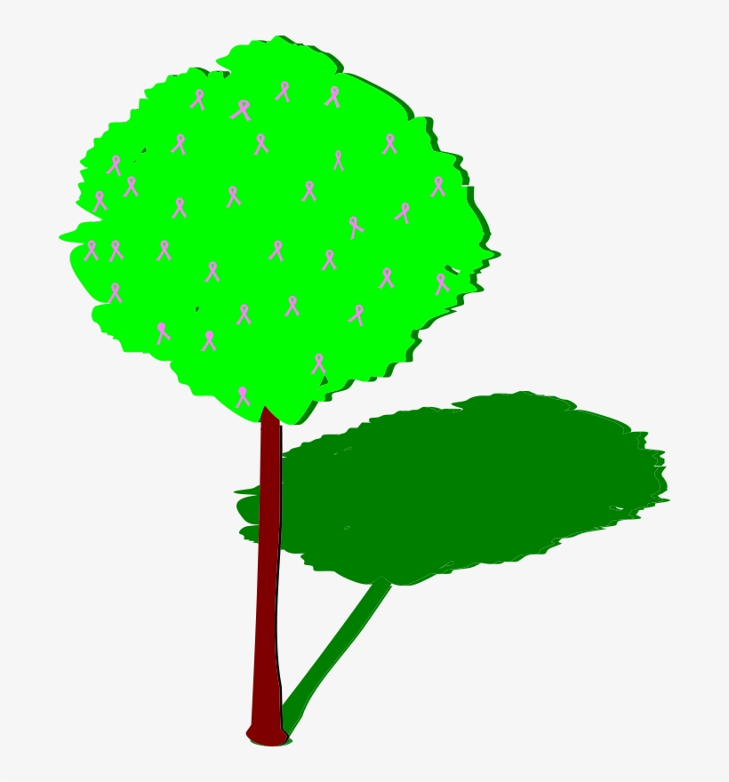 Tree Of Life With Pink Ribbons And Shadow - Shadow Of A Tree, transparent png #341983