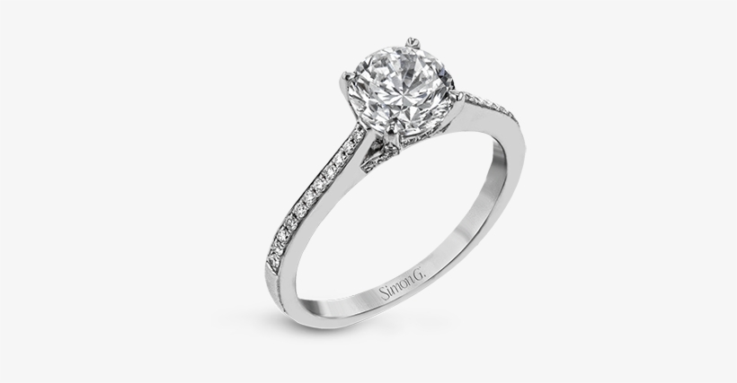 Tr713 Engagement Ring 18k White Semi - Ring, transparent png #343160