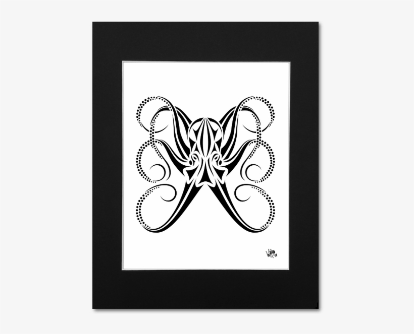 Octopus Wall Art Print Tribal Black And White Abstract - Art, transparent png #344524