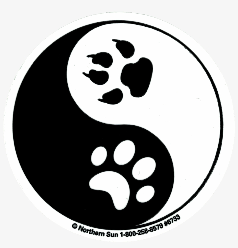 Yin Yang Paw Prints - Paws Yin Yang Sticker, transparent png #344809