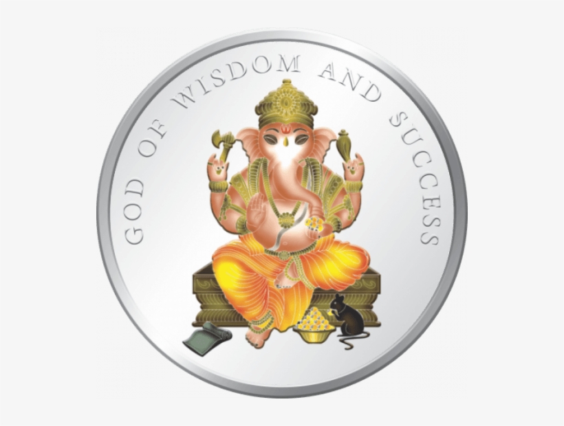 5 Gram Enamelled 999 Silver Coin Of Lord Ganesha - Coin, transparent png #346080