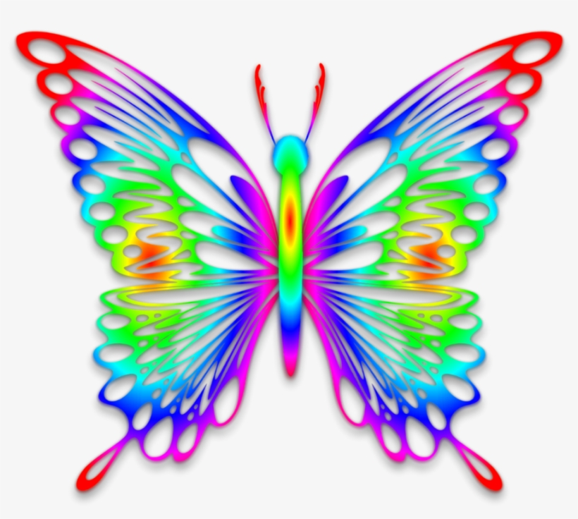 Transparent Rainbow Butterfly - Rainbow Image Of Butterfly, transparent png #347221