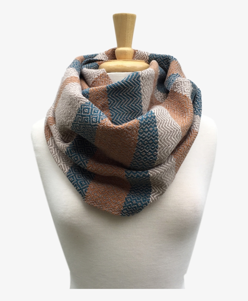 Teal, Gold And Cream Woven Infinity Scarf - Scarf, transparent png #347289