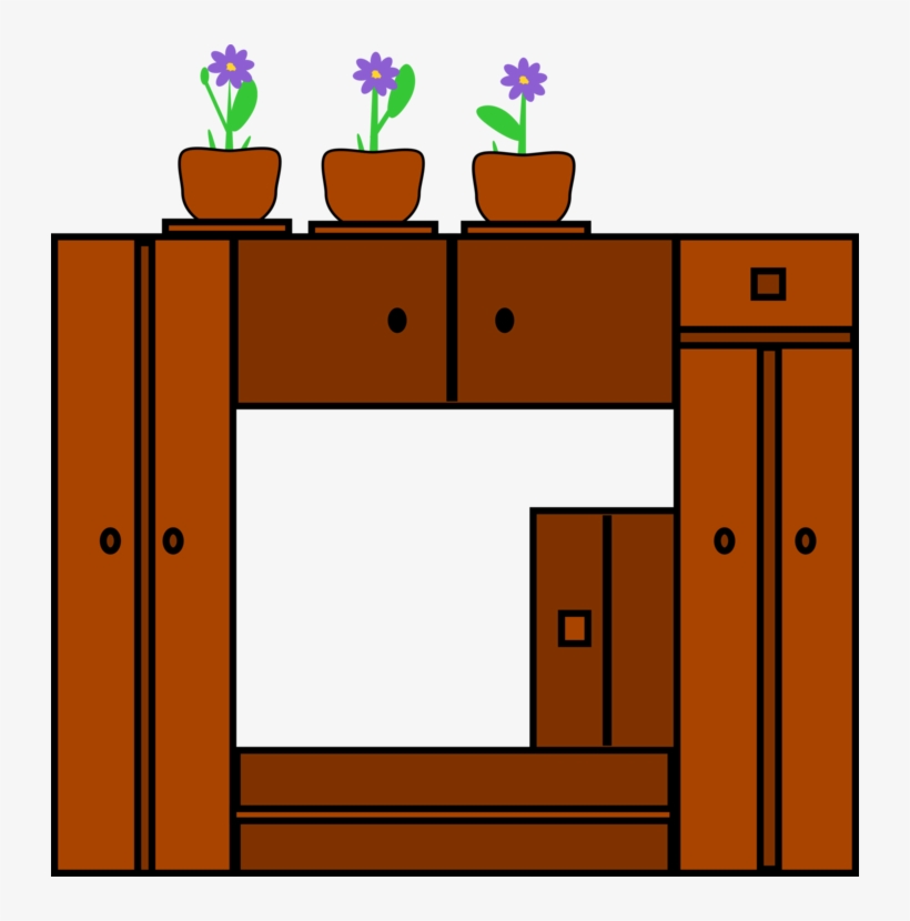 Wall, Wooden, Frame, Plants, Wood, Living, Pottery - Living Room Cabinet Clipart, transparent png #347962