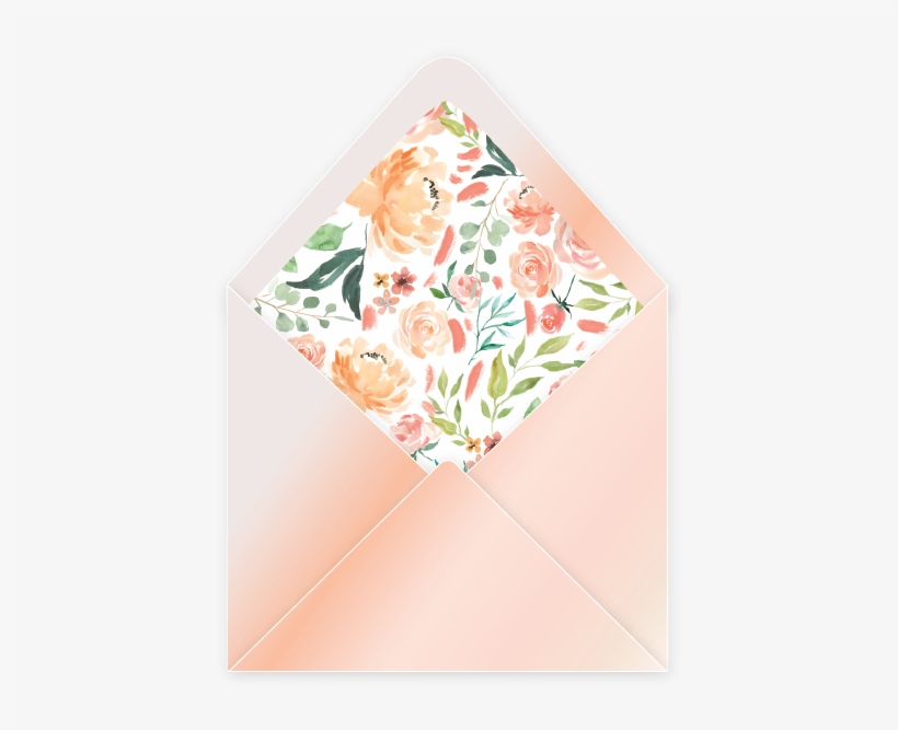 Peaches And Cream Envelope Liner Metallic Peach - Watercolor-blumentrauzeugin-foto-andenken Karte, transparent png #348406