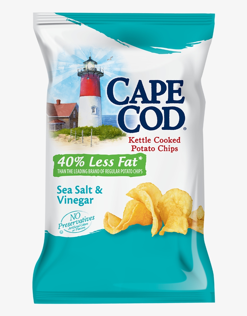 40% Less Fat Sea Salt - Cape Cod Original Kettle Cooked Potato Chips - 8.5, transparent png #348987