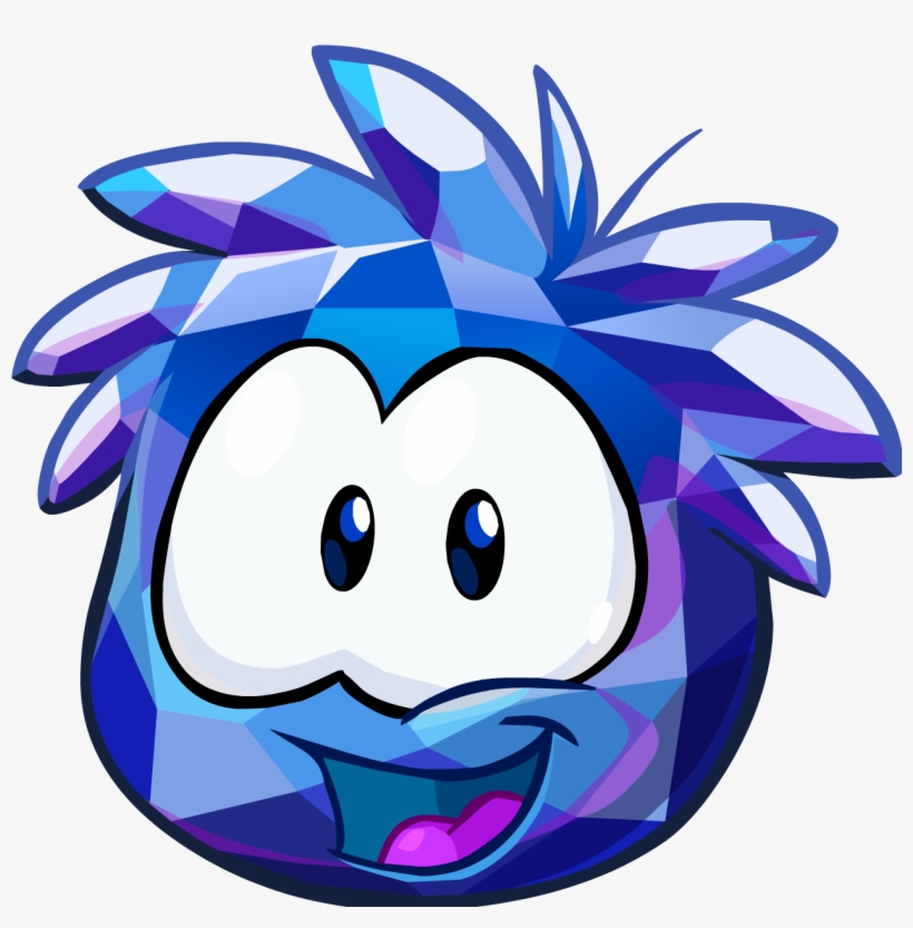 Blue Crystal Puffle Smiling - Club Penguin Puffles, transparent png #3400084