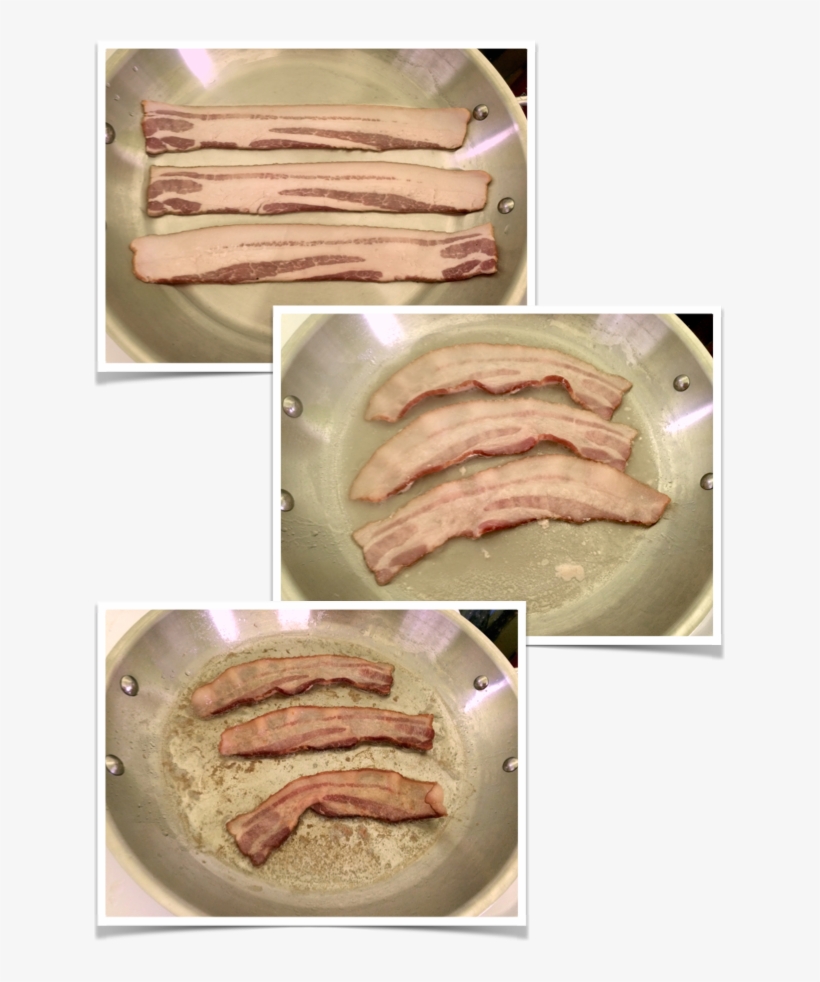 Bacon Cooking Steps Using The Wet Method - Cooked Vs Uncooked Bacon, transparent png #3400600